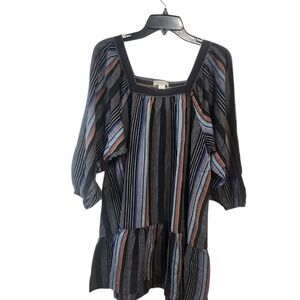 Outerknown Striped Square Neck‎ Dress Women's Small Bohemian Multicolor Tiered